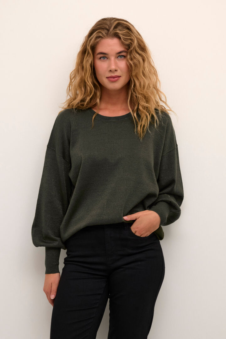 Regina o-neck knit - forest night