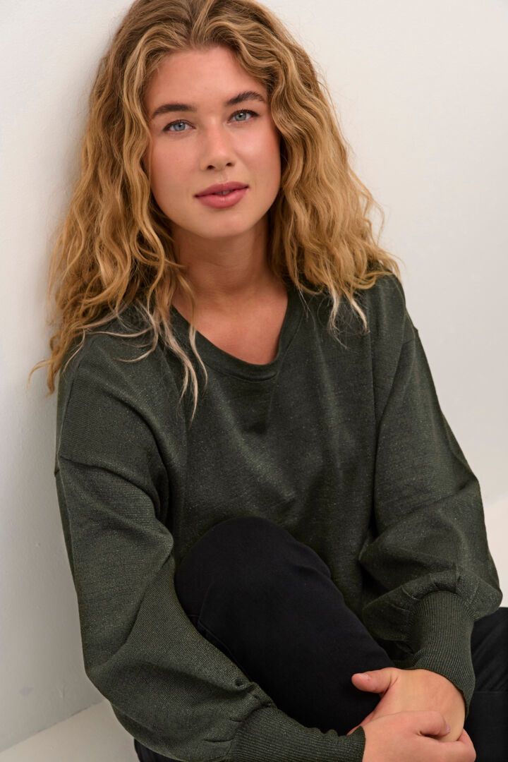Regina o-neck knit - forest night
