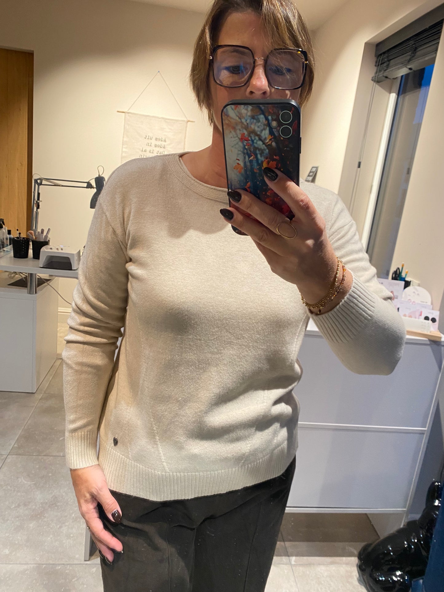 Trui met wijde hals - basic - ecru