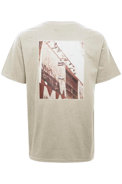 T-shirt met print op rug - Beige