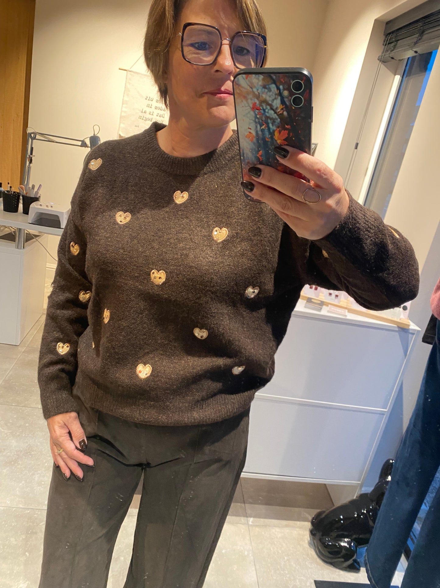 Trui met gouden hartjes