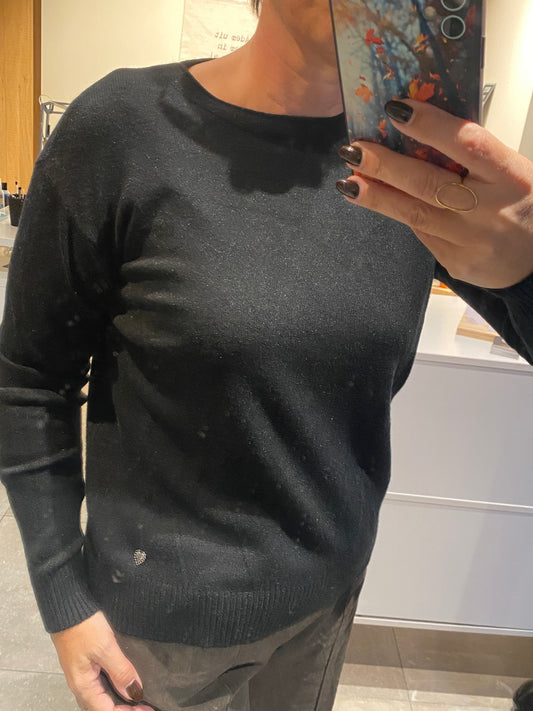 Trui met wijde hals - basic - zwart