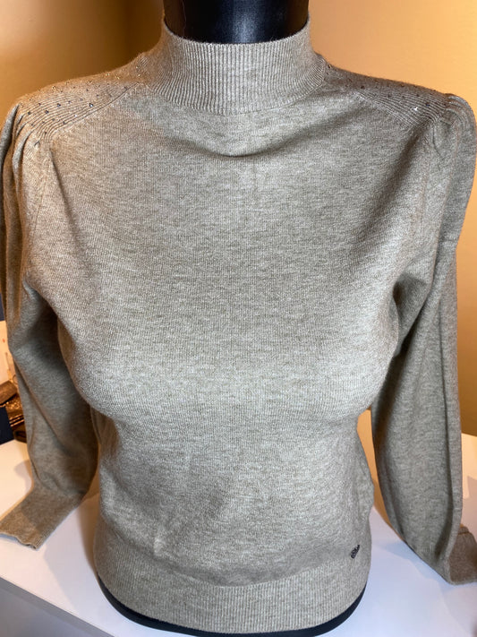 Trui beige met glitters op schouders