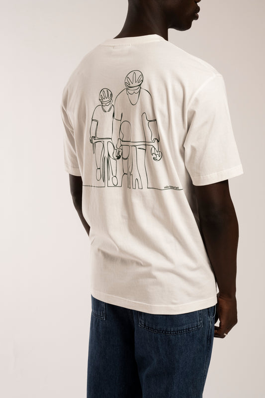 T-shirt rugprint fiets - wit