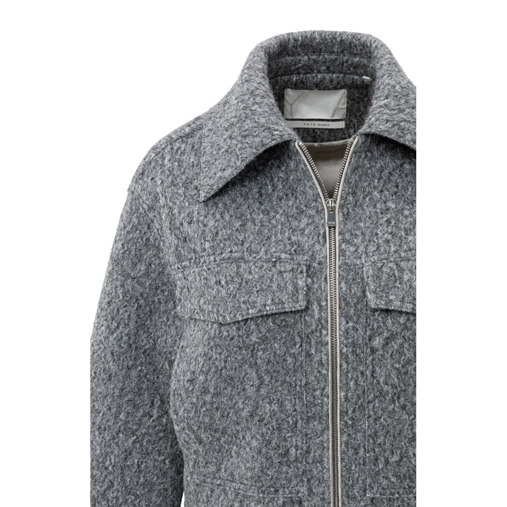 Korte jas in bouclé met rits