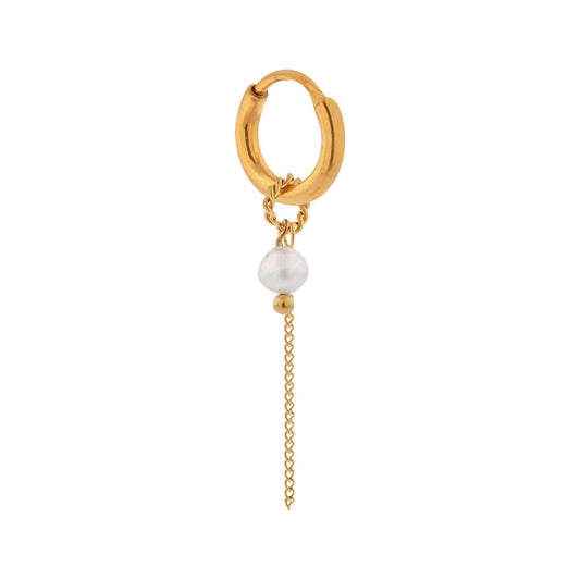 Label Kiki - pearl chain hoop gold