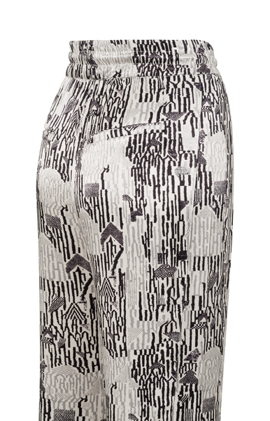 Satin broek met print - moonstruck grey dessin