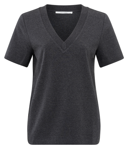 T-shirt met korte mouw en v-hals - anthracite melange