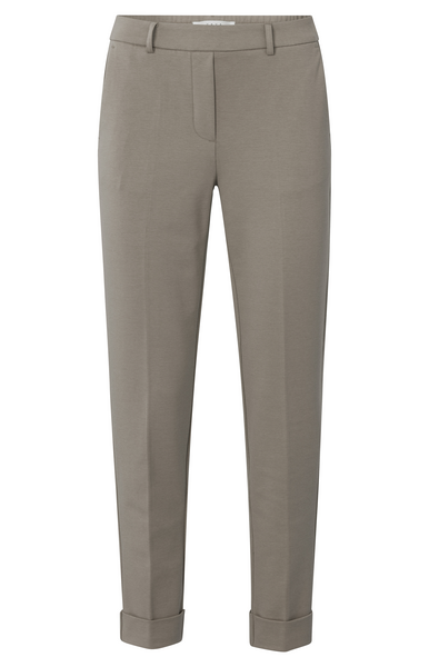 Jersey broek straight fit met elastiek in tailleband - clay pebble